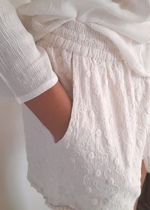 White All Over Embroidery Shorts