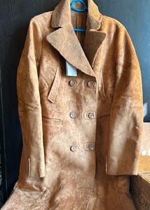Brown Suede Double-Breasted Coat