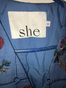 Embroidered Floral Blue Blouse