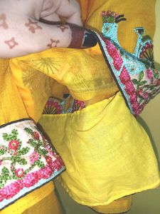 Yellow Embroidered Bicycle Saree