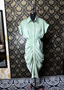 Mint Green Ruched Shirt Dress
