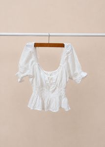 Chic White Puff Sleeve Smocked Top