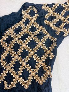 Elegant Navy Embroidered Gown