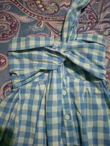 Blue Gingham Bow Dress
