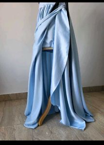 Elegant Blue Satin Party Gown