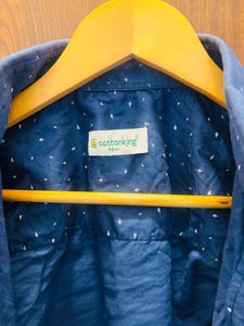 Men's Blue Dotted Casual Shirt