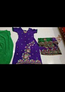 Beautiful Purple Embroidered Dress Material