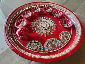 Handmade Decorated Pooja Thali