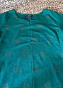 Teal Kurta with Silver Print
