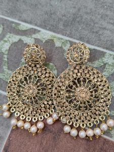 Exquisite Gold Jhumkas with Pearls