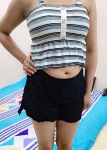 Zara Striped Smocked Tank Top with shorts 👍