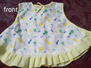Cute Baby Girl's White Bib with Yellow Trim