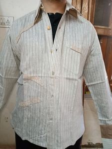 XXL pure Linen Shirt For Men (42) Double C