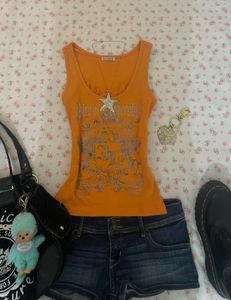 Orange Graphic Tank Top