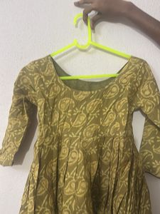 Olive Green Printed Anarkali Kurta