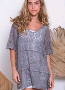 Boho Lace Tiered Tunic Top