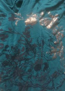 Teal Skull Print Hoodie