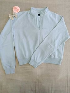 New Women Blue Winter Crop Top