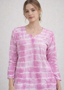 Pink Tie-Dye Embroidered Kurta