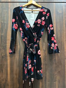 H&amp;M Floral Velvet Mini Dress