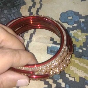 Sparkling Red &amp; Gold Bangles