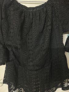 Black Lace Off-Shoulder Top