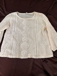 Chic Cream Crocheted Top