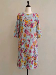 Light Blue Floral Print Kurta