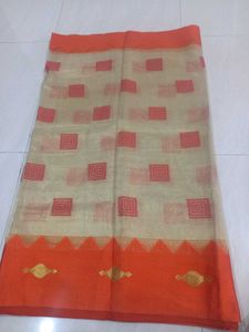 Beautiful Orange &amp; Beige Saree