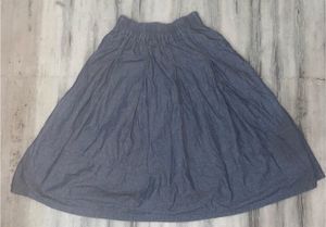 Korean Denim Midi Skirt with Pockets