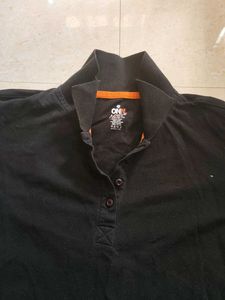 Black Collared Short Sleeve Top