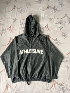 Vintage Black Athleisure Windbreaker Jacket