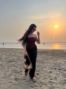 Maroon Ruched Asymmetrical Top