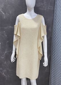 ✨ Golden Whisper Ruffle-Sleeve Shift Dress ✨