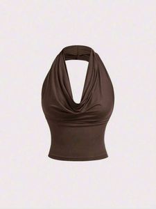 y2k Brown Halter Neck Top