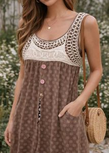 New Pinterest Boho Chic Brown Polka Dot Dress