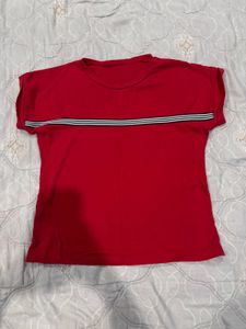 Red Striped Casual T-Shirt