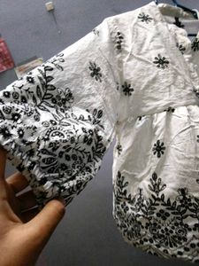 White Kurta with Black Embroidery