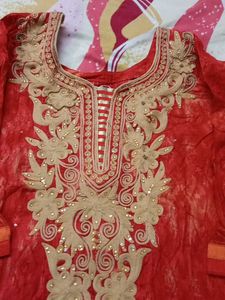 Vibrant Red Embroidered Kurta salwar