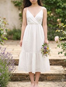 Vintage-Vibe White Cotton Lace Day Dress