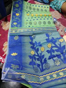 Light Green Floral Saree PURE COTTON❤️