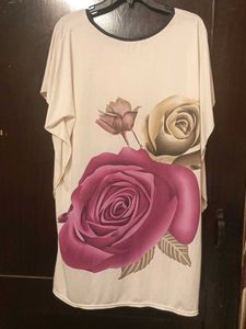 Cream Rose Print Tunic Top