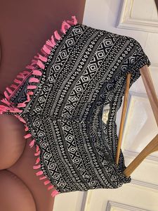 Boho Black and White Tassel Scarf