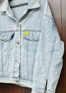Light Wash Denim Jacket with Smiley
