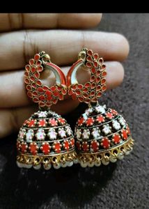 Red and Pink Jhumka Earrings Combo