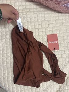 Brown One-Shoulder Bikini Top