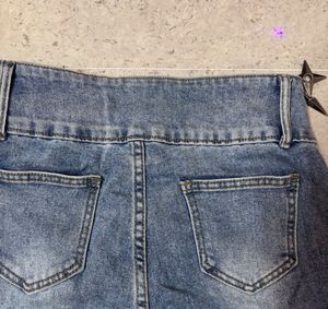y2kbutton mid waist Flared Blue Denim Jeans