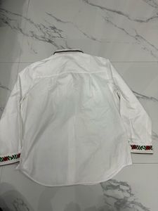 White Embroidered Button-Up Shirt