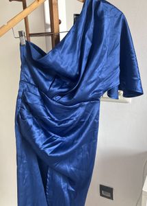 Royal Blue Satin Wrap Dress