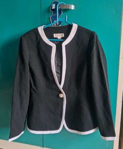 Classic Black Blazer with White Trim